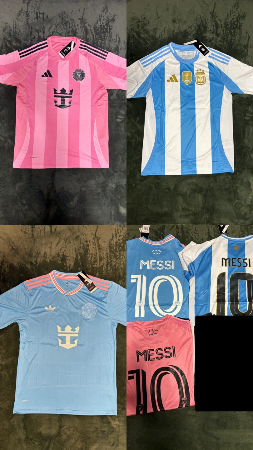 Large Adidas Messi Inter Miami and Argentina Football Jerseys
