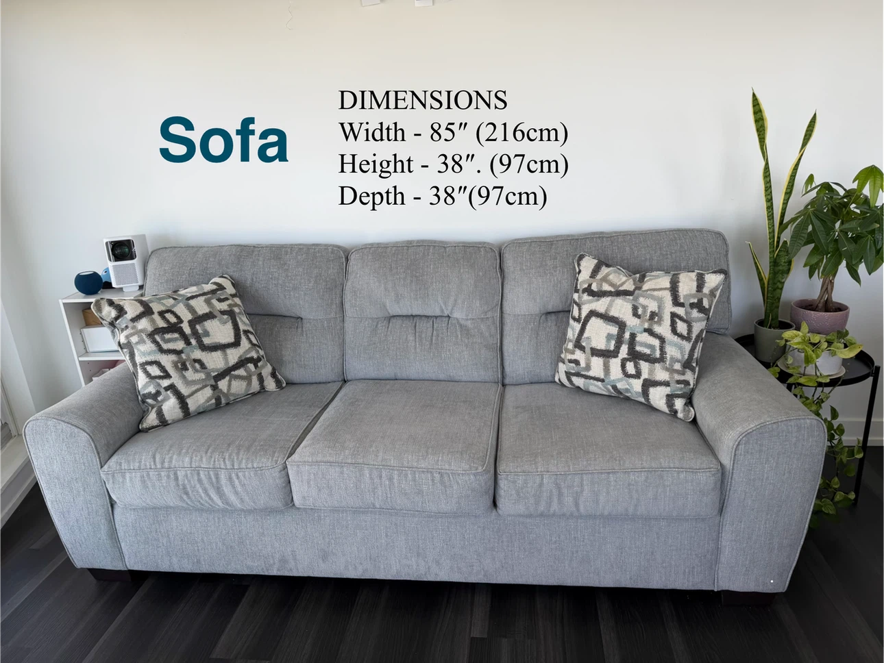 Grey Sofa - 85" Wide