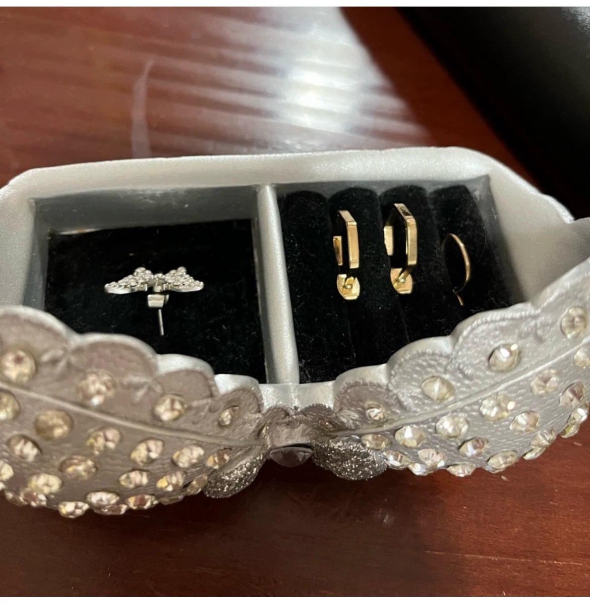 Silver Rhinestone Bra Jewelry Box - photo 2