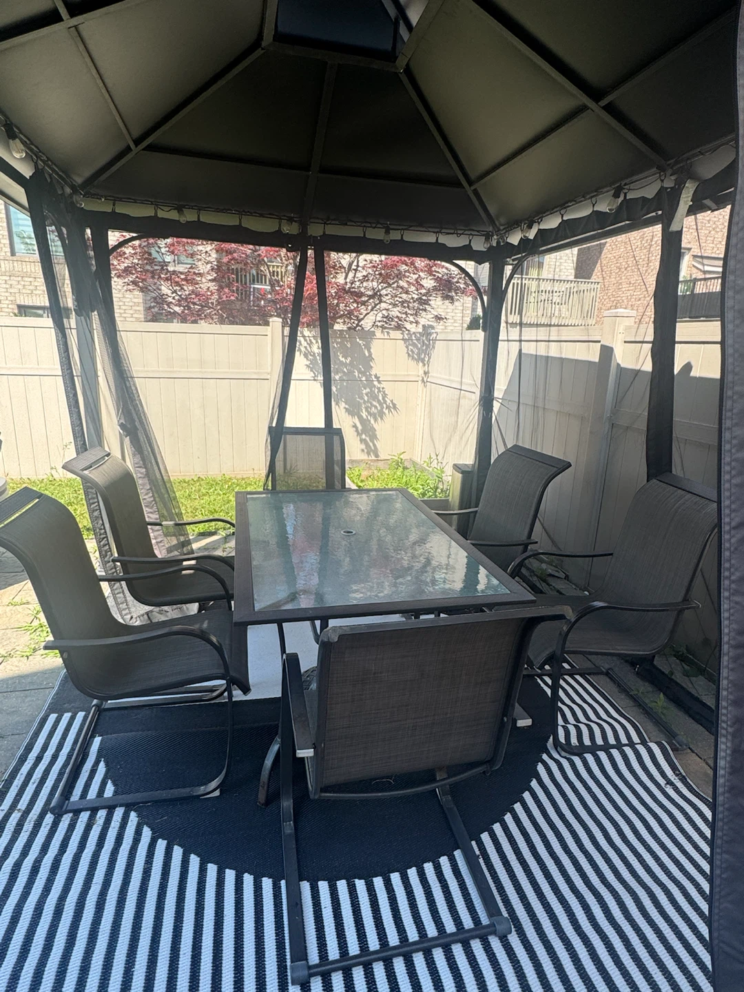 Gazebo Dining Set with Glass Table and Chairs