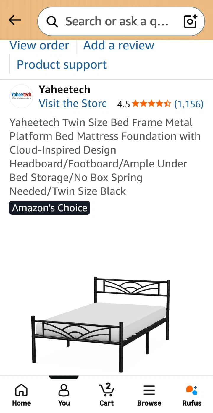 Yaheetech Twin Size Metal Bed Frame