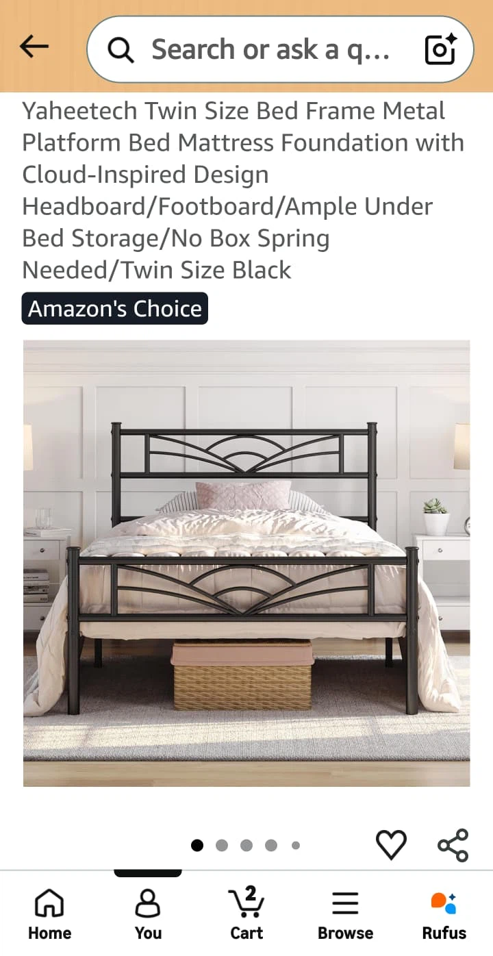 Yaheetech Twin Size Metal Bed Frame - photo 2