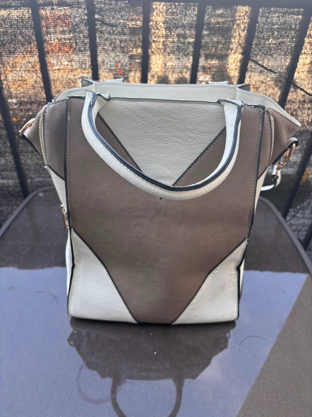 Tri-tone Faux Leather Handbag - photo 2