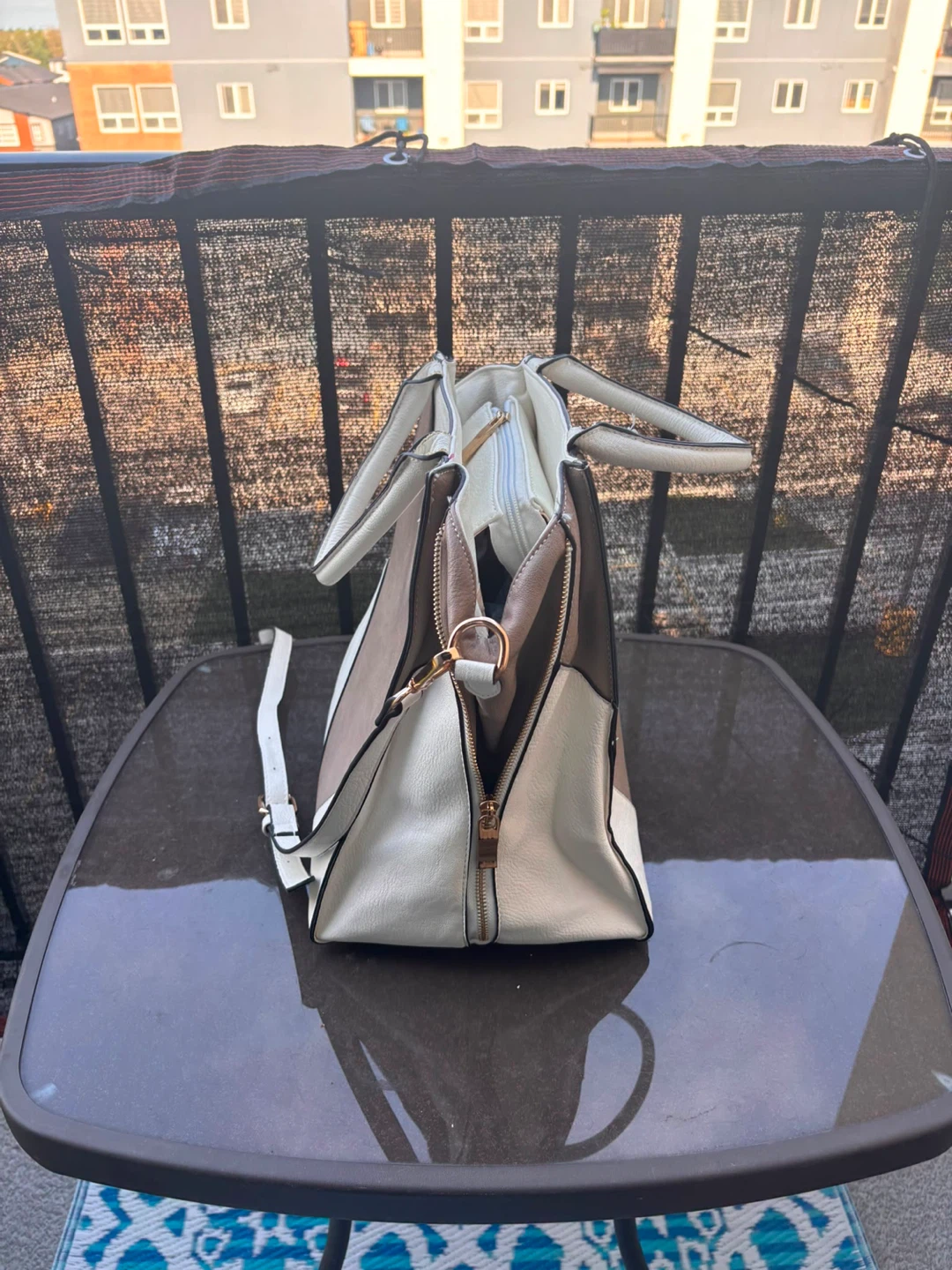 Tri-tone Faux Leather Handbag - photo 3