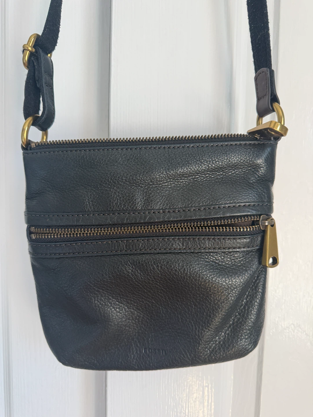 Fossil Black Leather Crossbody Bag