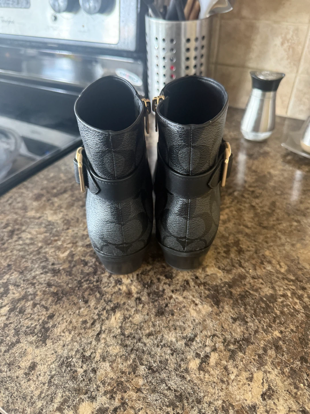 Coach Black Leather & Signature Ankle Boots - photo 3