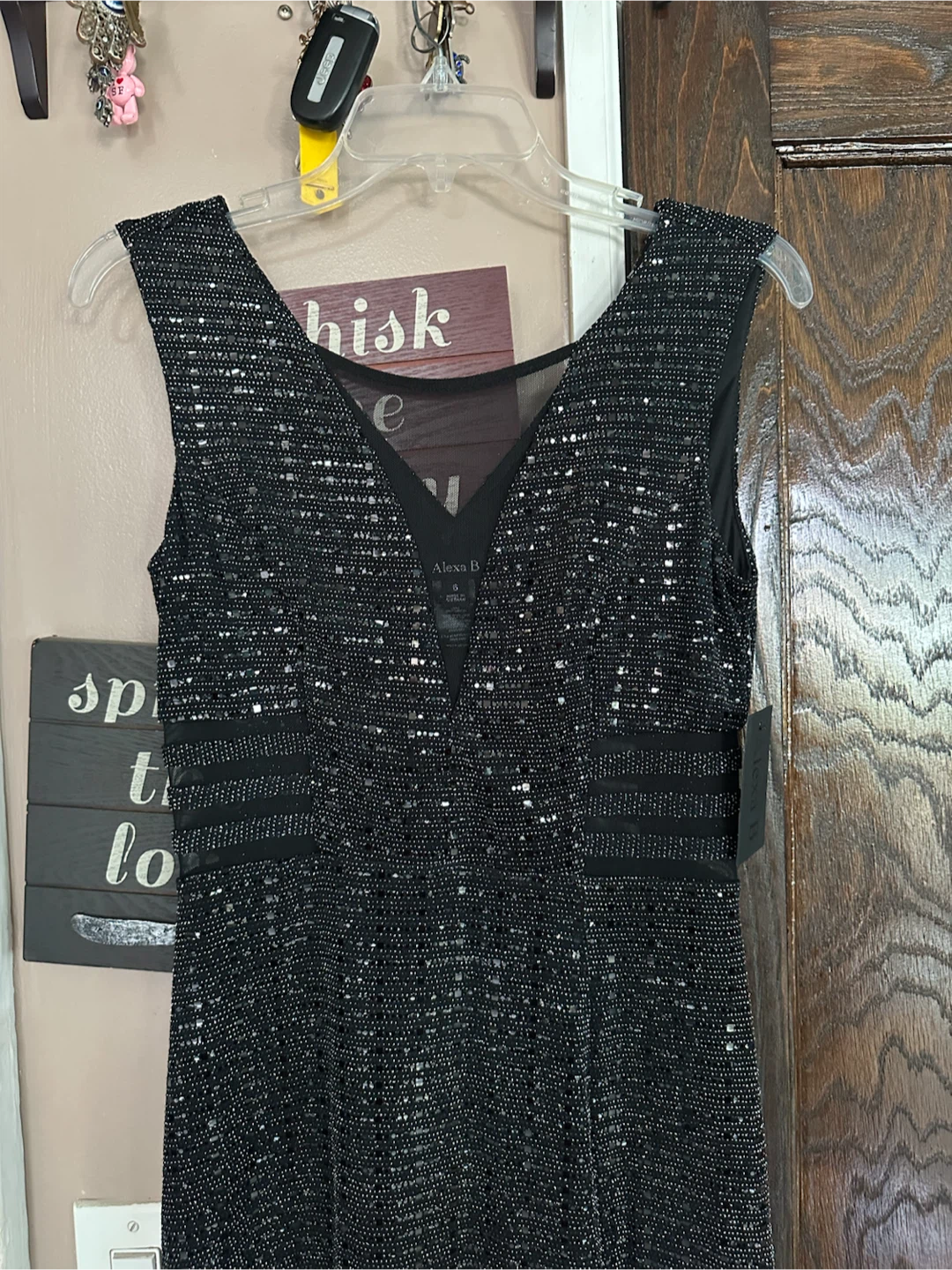 Alexa B Black Sequin V-Neck Maxi Dress - photo 2