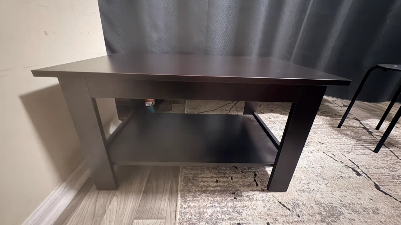 Dark Brown End Table with Shelf