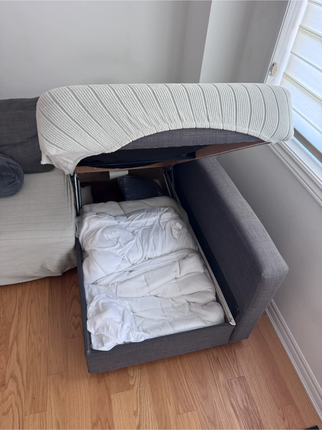 Grey Sectional Sofa Bed with Storage - Available after 07/17 - photo 4