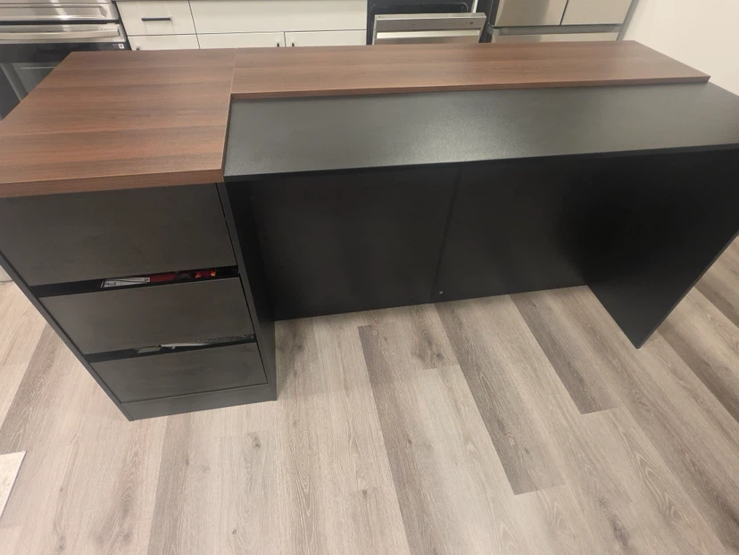 77.6"W Kitchen Island With Glass Door 3 Drawer - photo 2