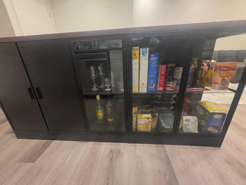 77.6"W Kitchen Island With Glass Door 3 Drawer - photo 3
