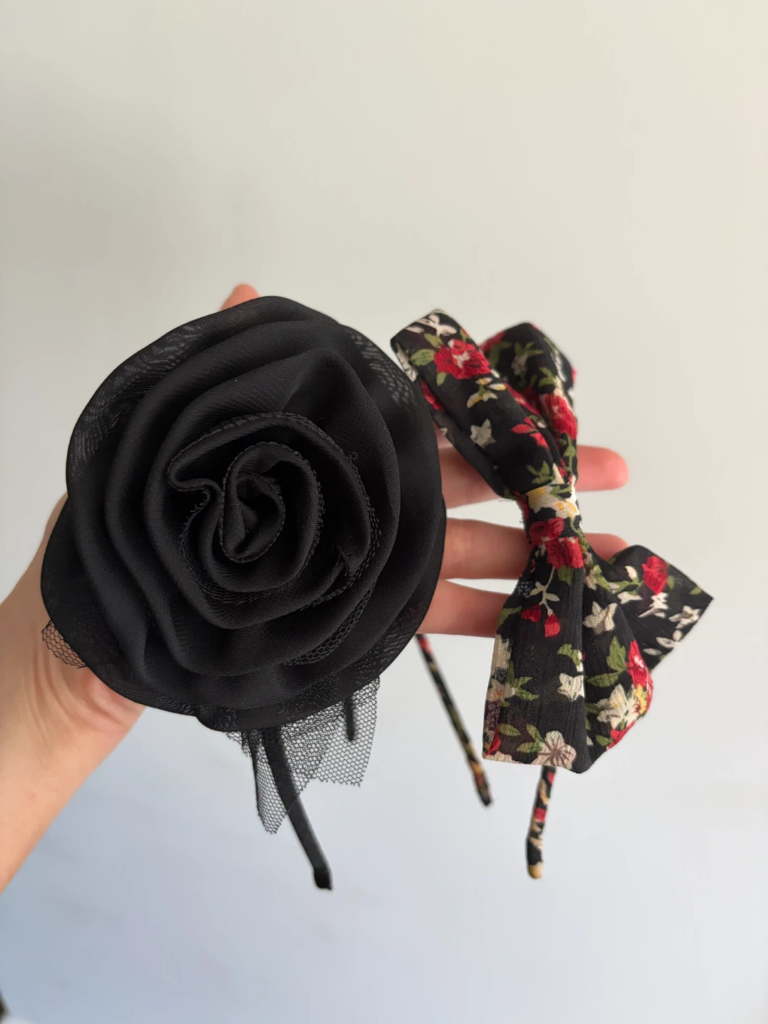 Black Rose + Floral Bow Headbands