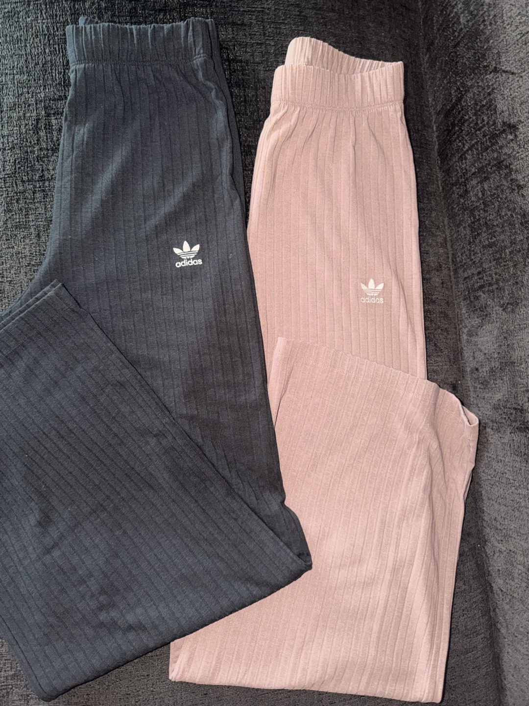 Adidas Ribbed Wide Leg Pants - Black & Nude