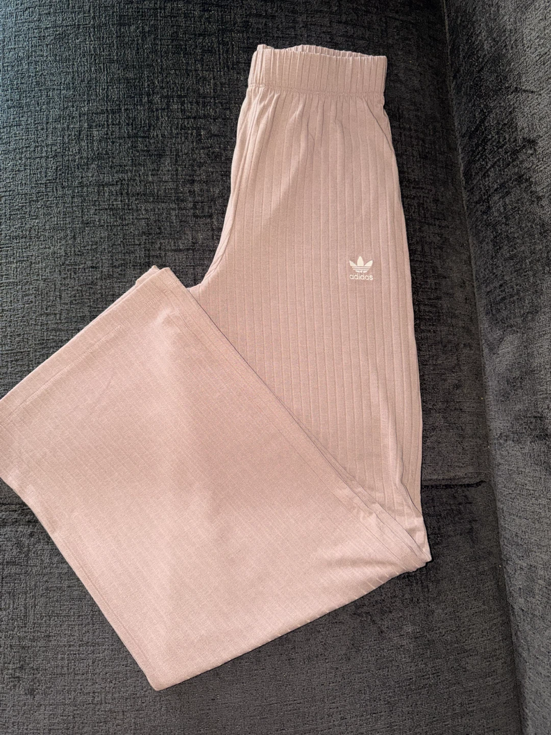 Adidas Ribbed Wide Leg Pants - Black & Nude - photo 3