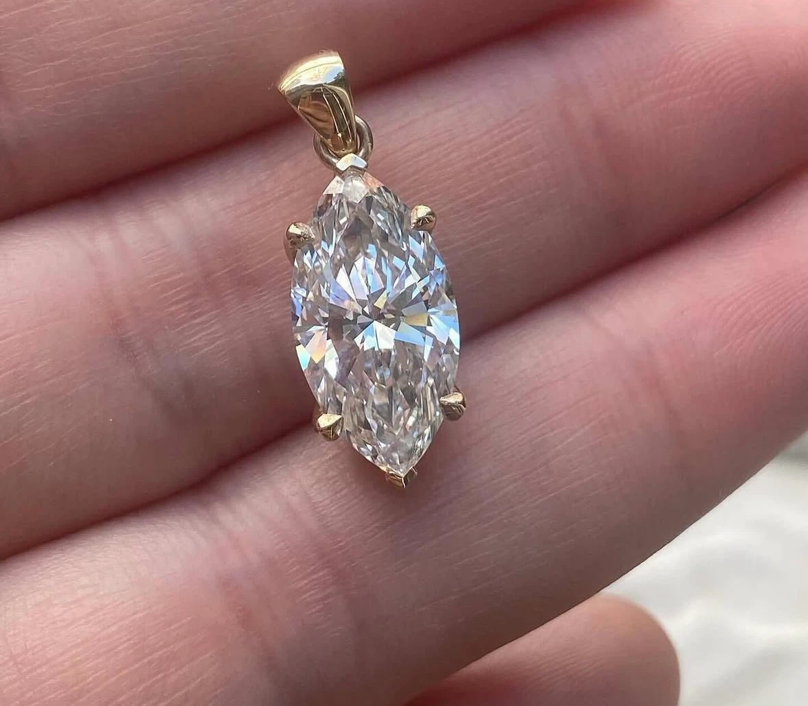 Marquise Cut Lab Diamond Pendant