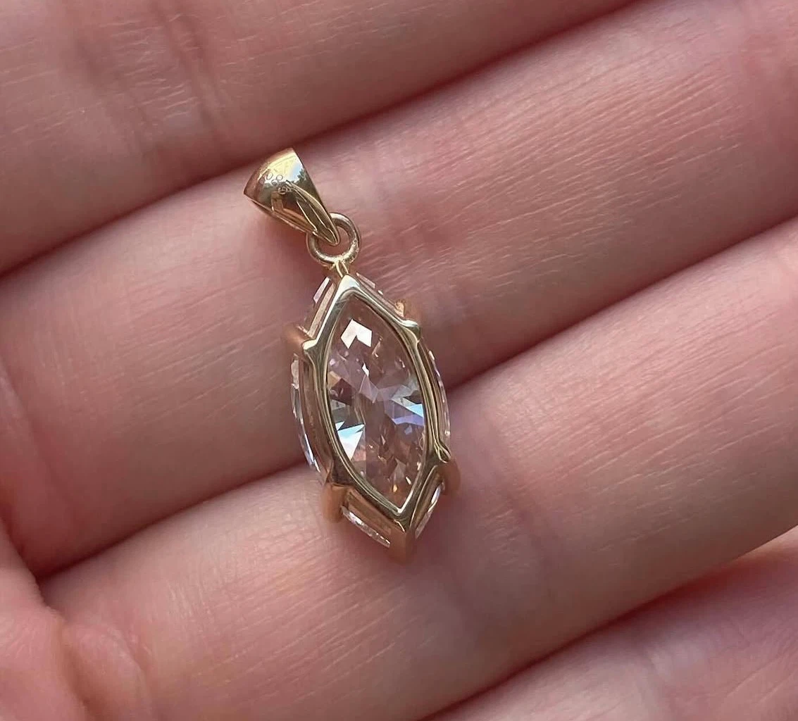 Marquise Cut Lab Diamond Pendant - photo 2