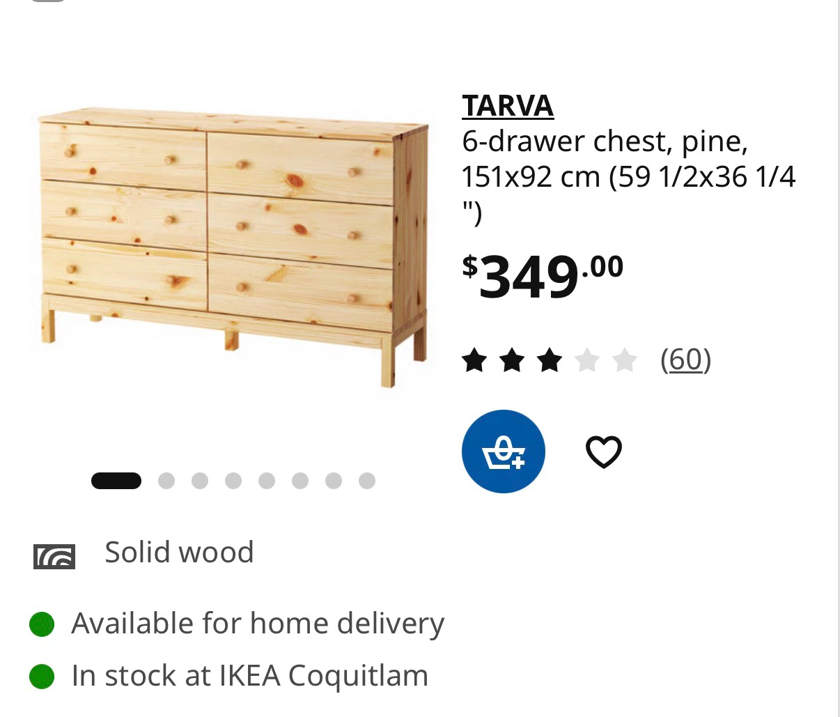 IKEA TARVA 6-Drawer Chest - photo 4