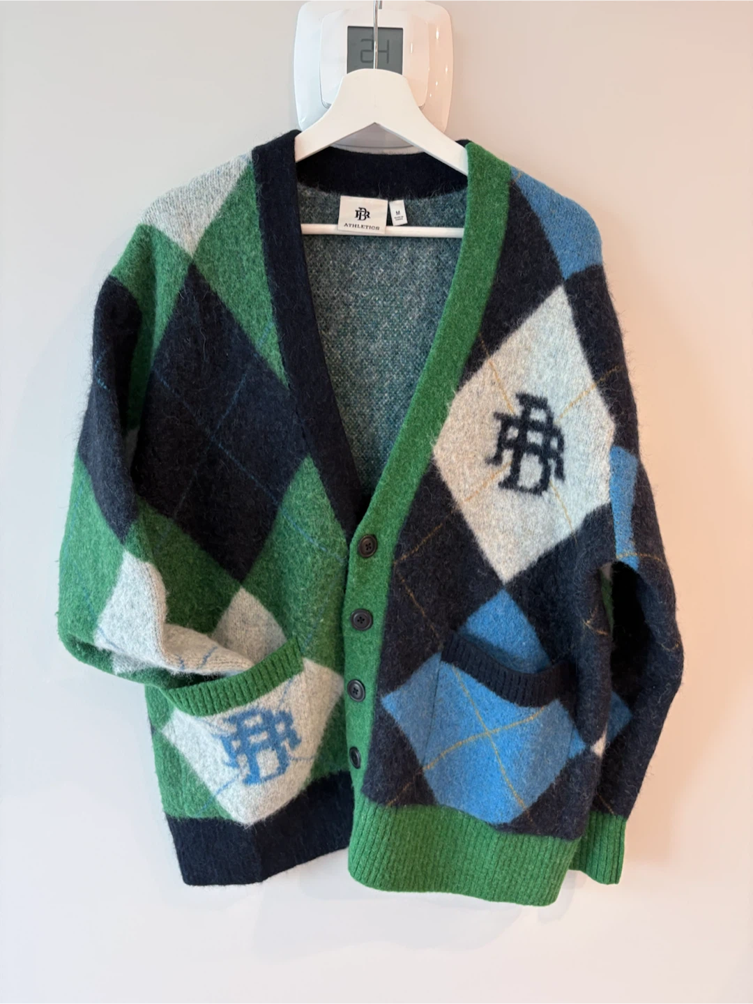 Gap Athletics Argyle Cardigan Sweater Medium
