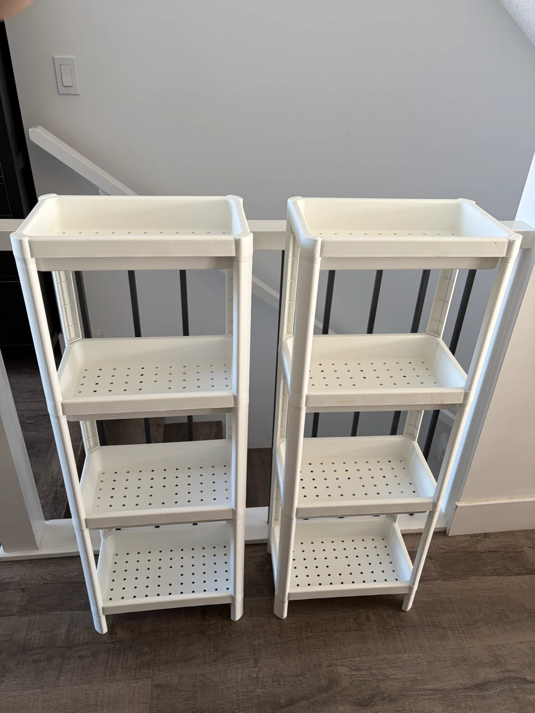 pair of IKEA storage shelve in white for $10