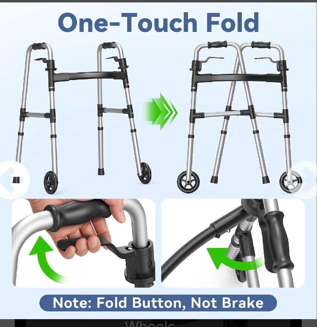 Folding Walker with 2 Skis and 5" Wheels,... - photo 4