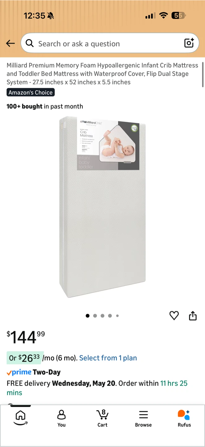 Milliard Premium Memory Foam Crib Mattress