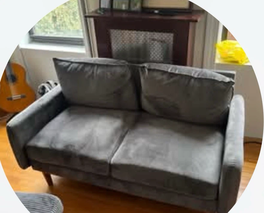 Gray Velvet Loveseat Sofa