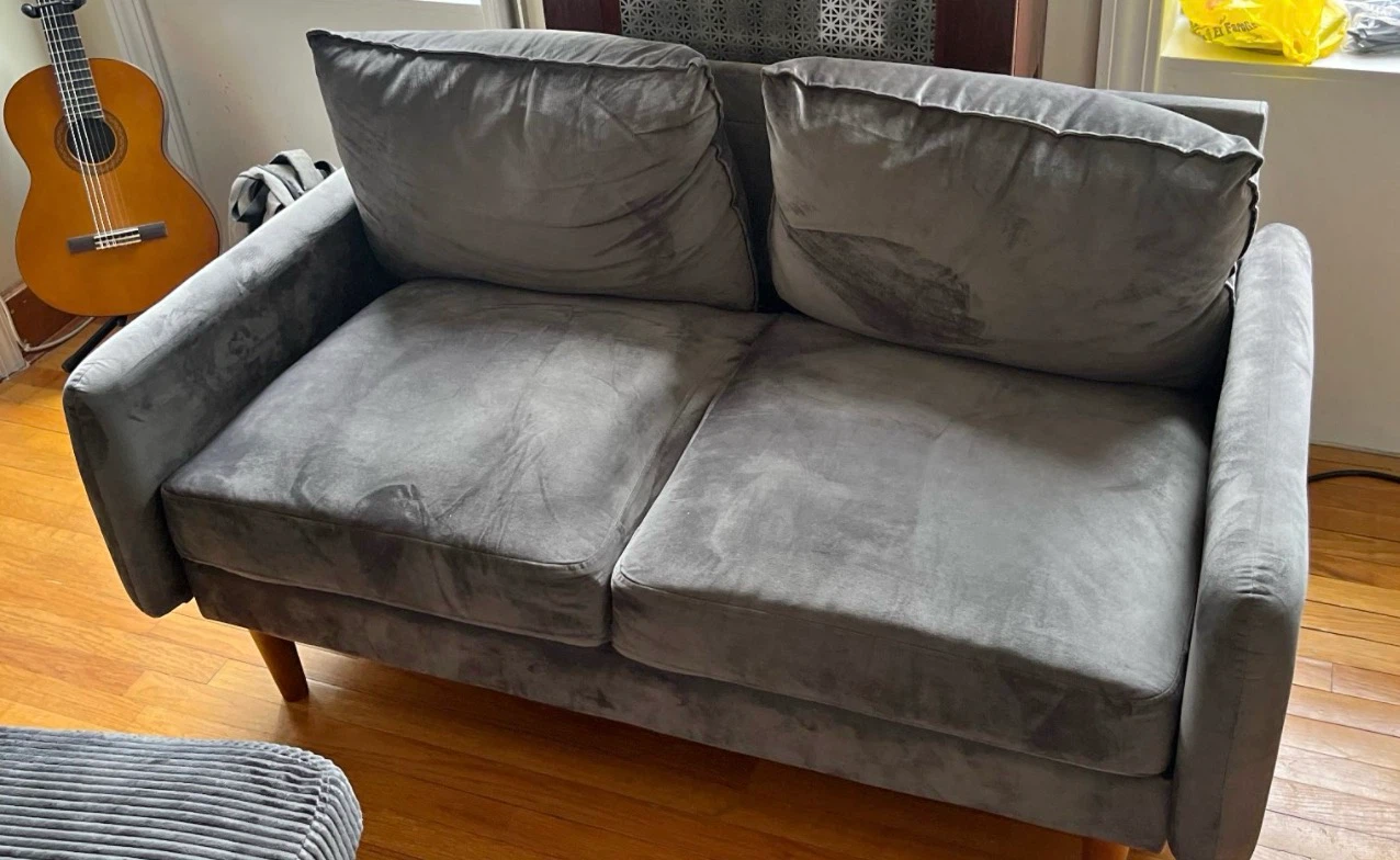 Gray Velvet Loveseat Sofa - photo 2
