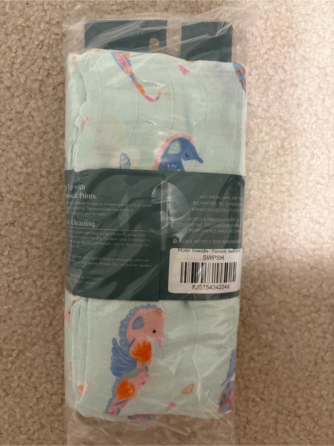 Loulou Lollipop Muslin Swaddle Blanket - Seahorse Print - photo 3