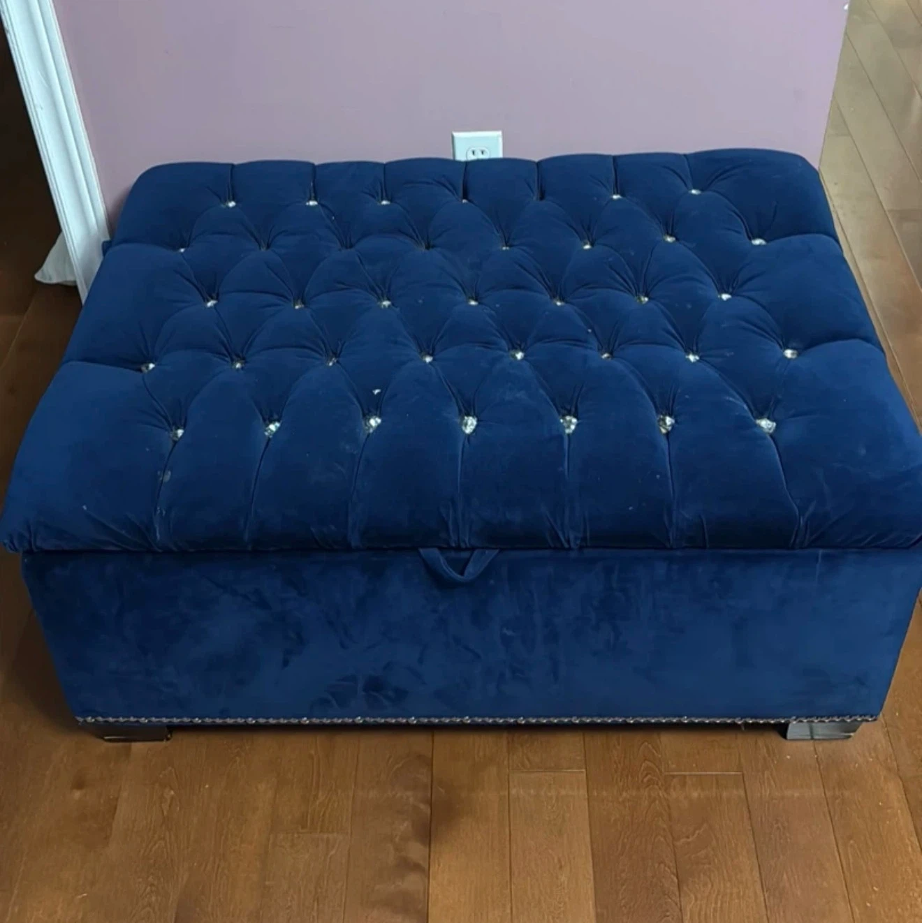 Velvet Tufted Accent Chairs and Ottoman - Blue - photo 2
