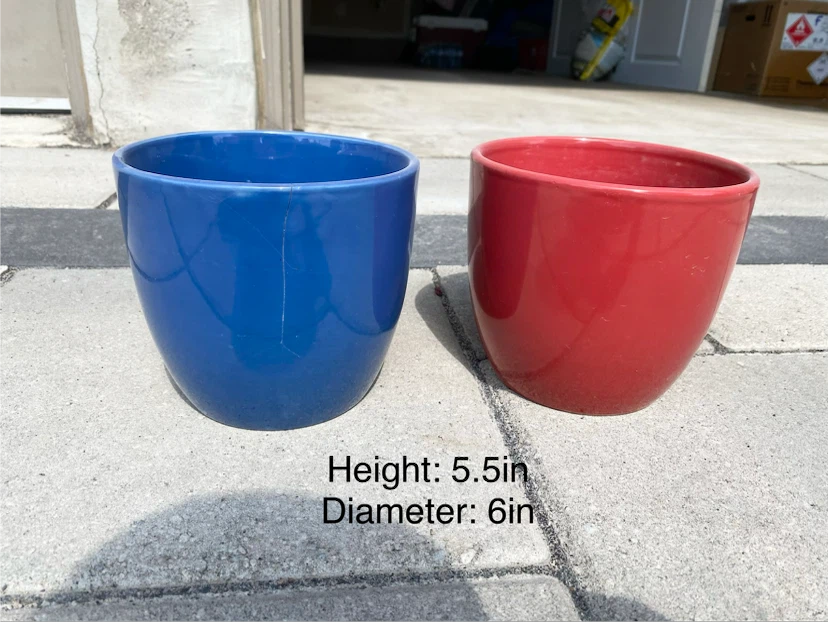 Red and Blue Ceramic Planters (2 for $5)