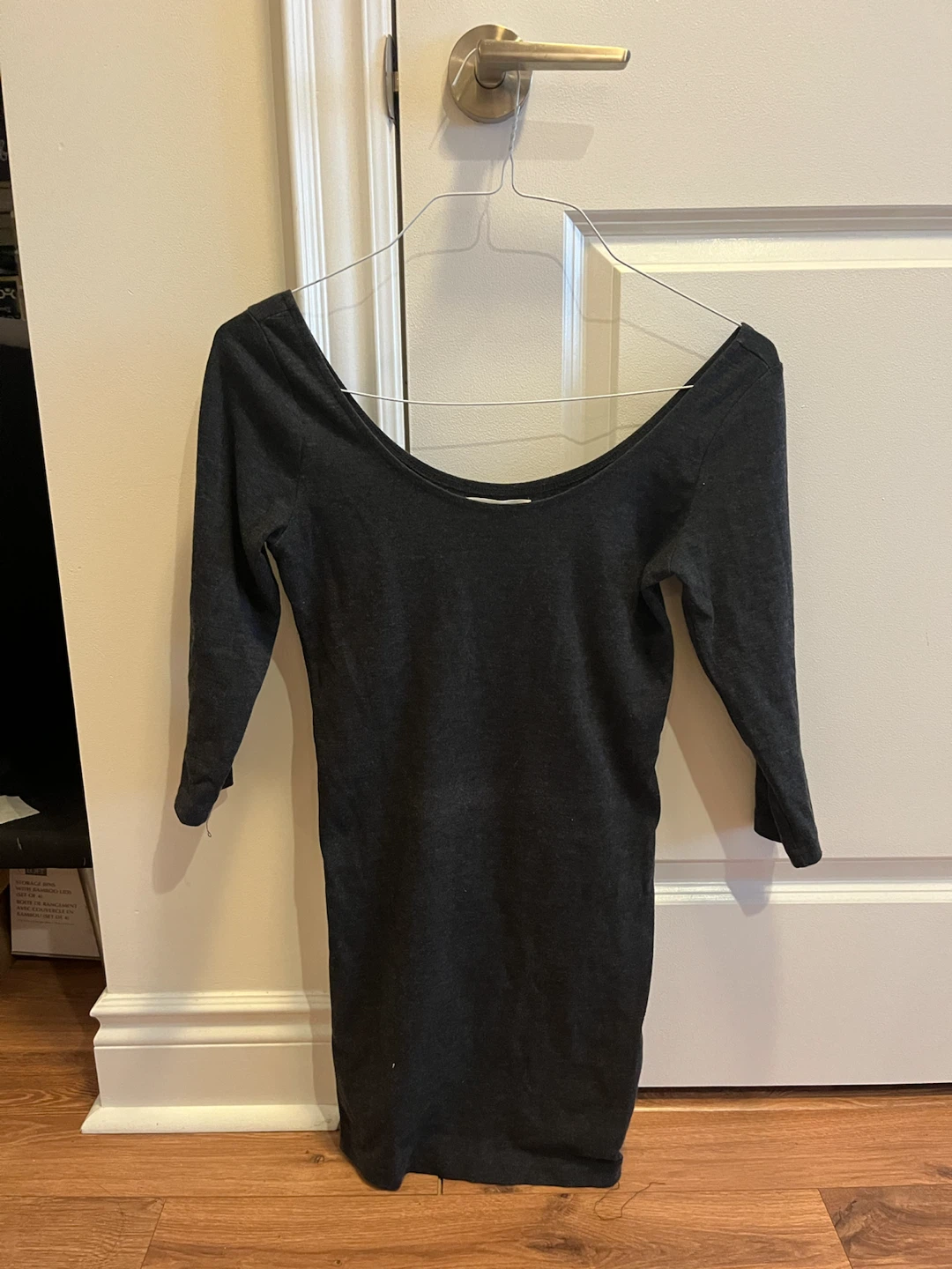 Charcoal Grey Long-Sleeve Dress