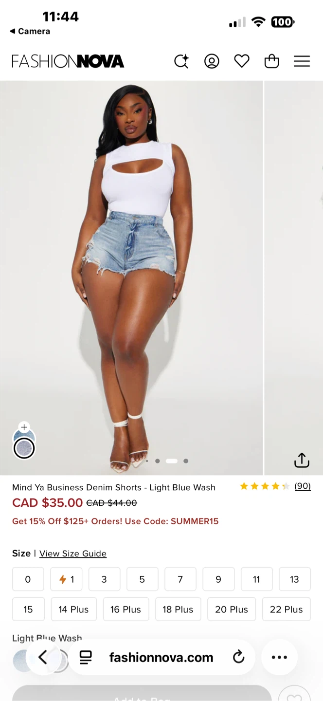 Fashion Nova Mind Ya Business Denim Shorts - Light Blue Wash - photo 3