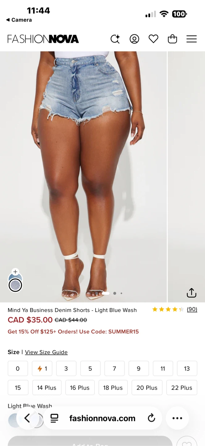 Fashion Nova Mind Ya Business Denim Shorts - Light Blue Wash - photo 4