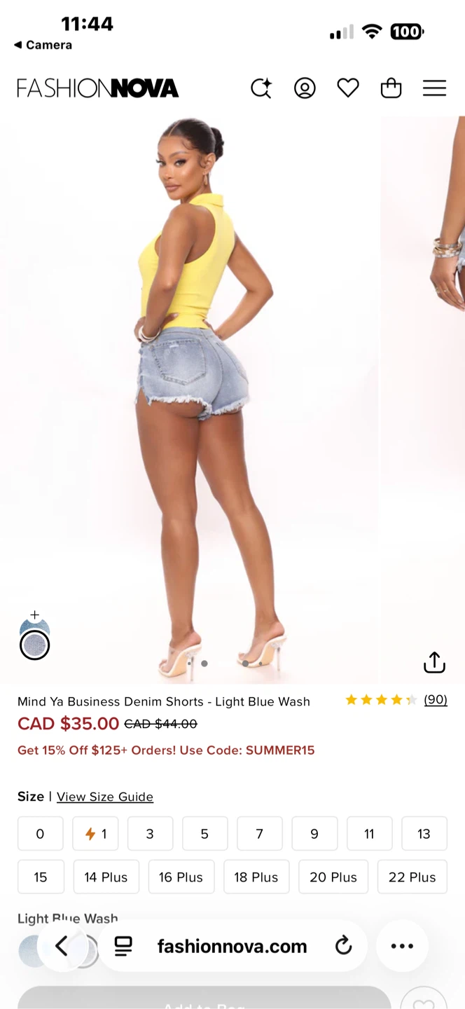 Fashion Nova Mind Ya Business Denim Shorts - Light Blue Wash - photo 5