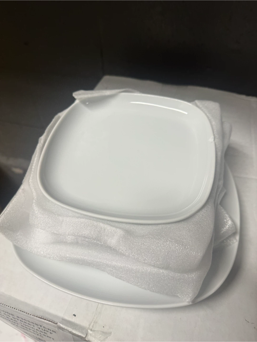 White Ceramic Square Dinner Plates - Set of 4