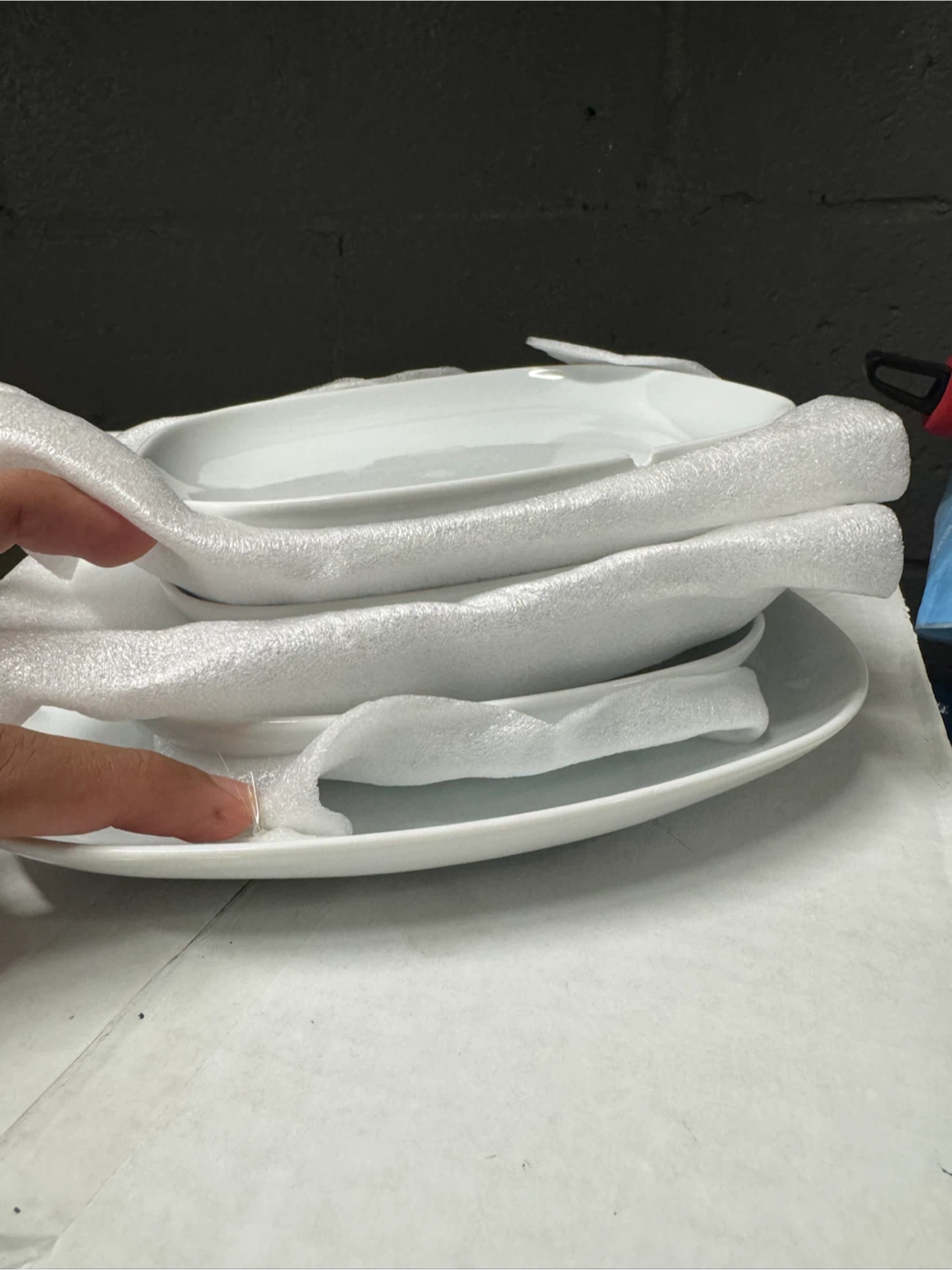 White Ceramic Square Dinner Plates - Set of 4 - photo 2