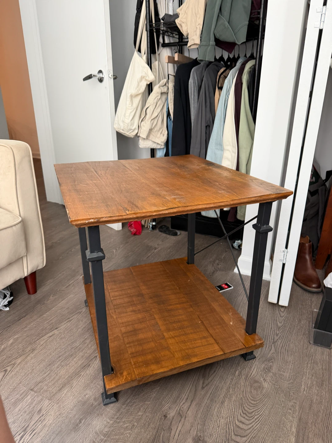 Wood and Metal End Table