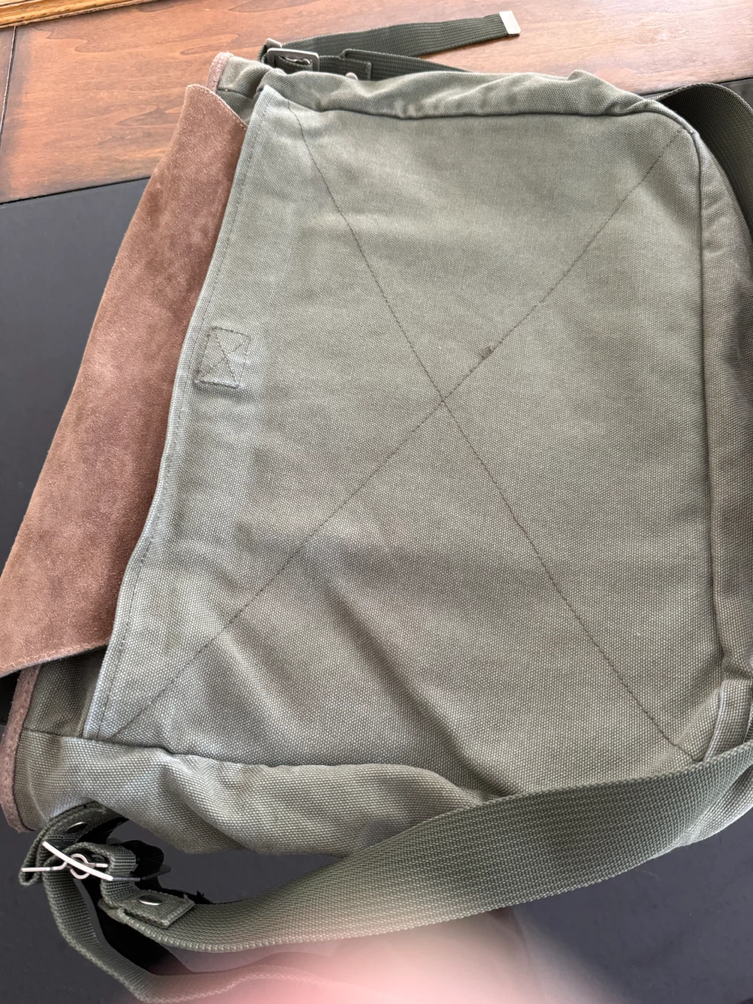 LEATHER CANVAS MESSENGER BAG - photo 4