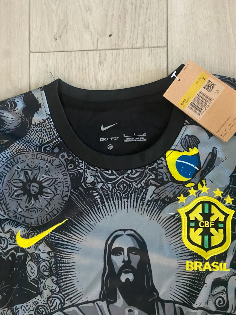 Brazil custom Christ the Redeemer Soccer Jersey size small - photo 2