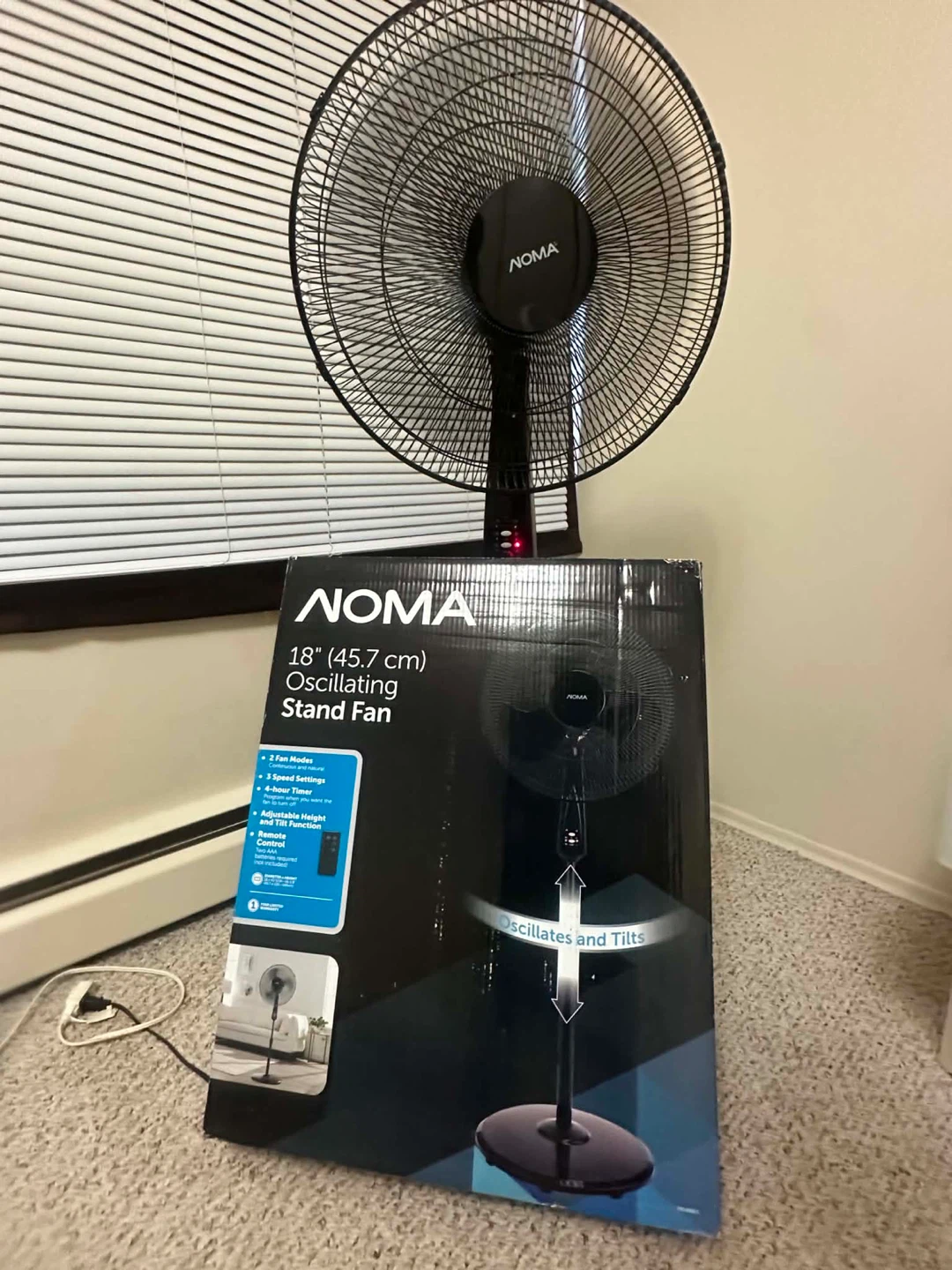 NOMA 18" Oscillating Stand Fan with Remote - photo 2