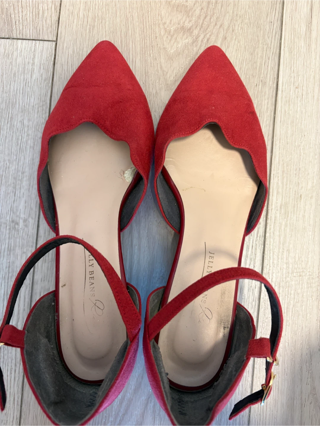 Jelly Beans Red Suede Scalloped heels- Size 23.5