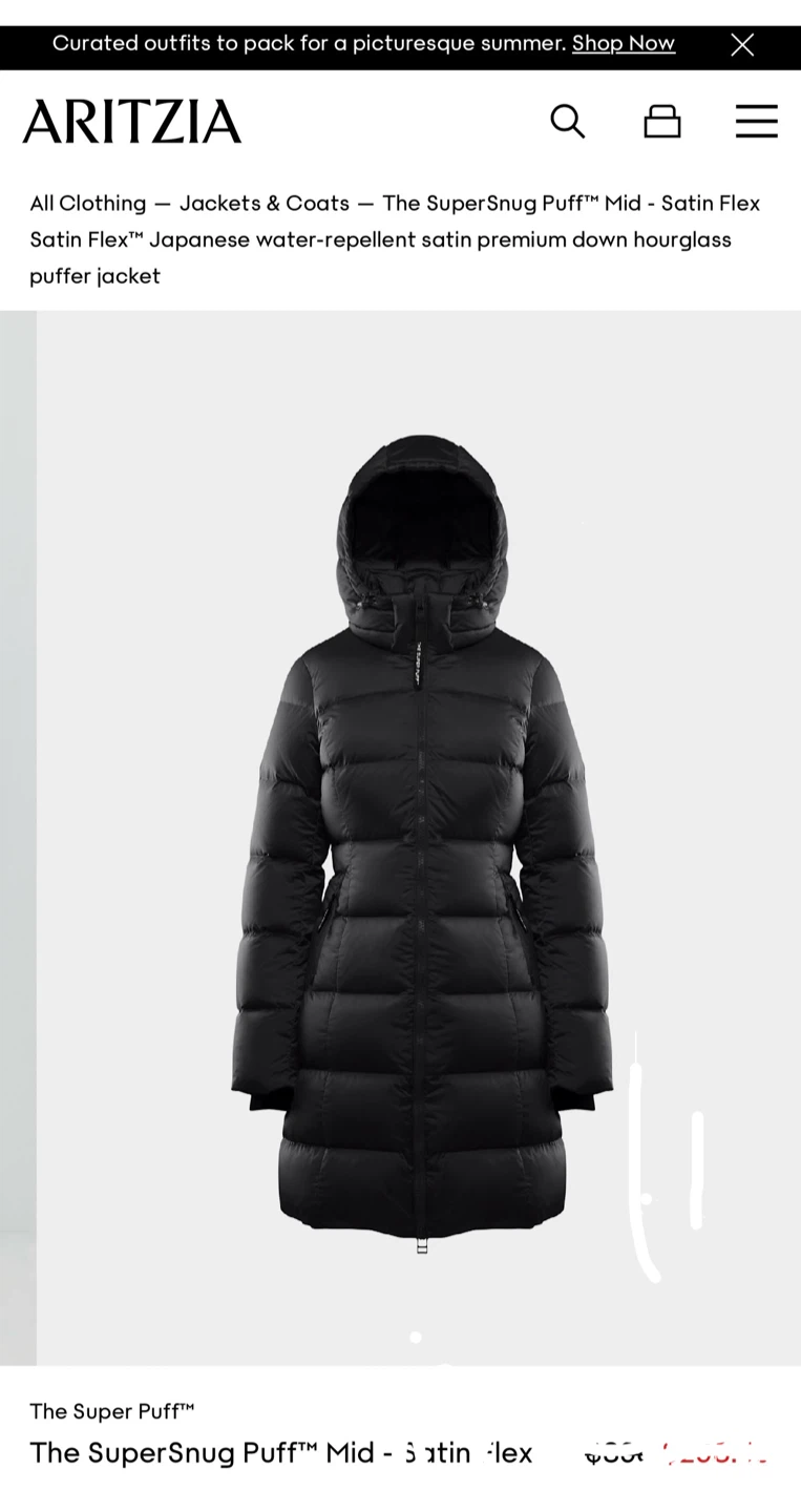 Aritzia The SuperSnug Puff Mid Satin Flex Puffer Jacket