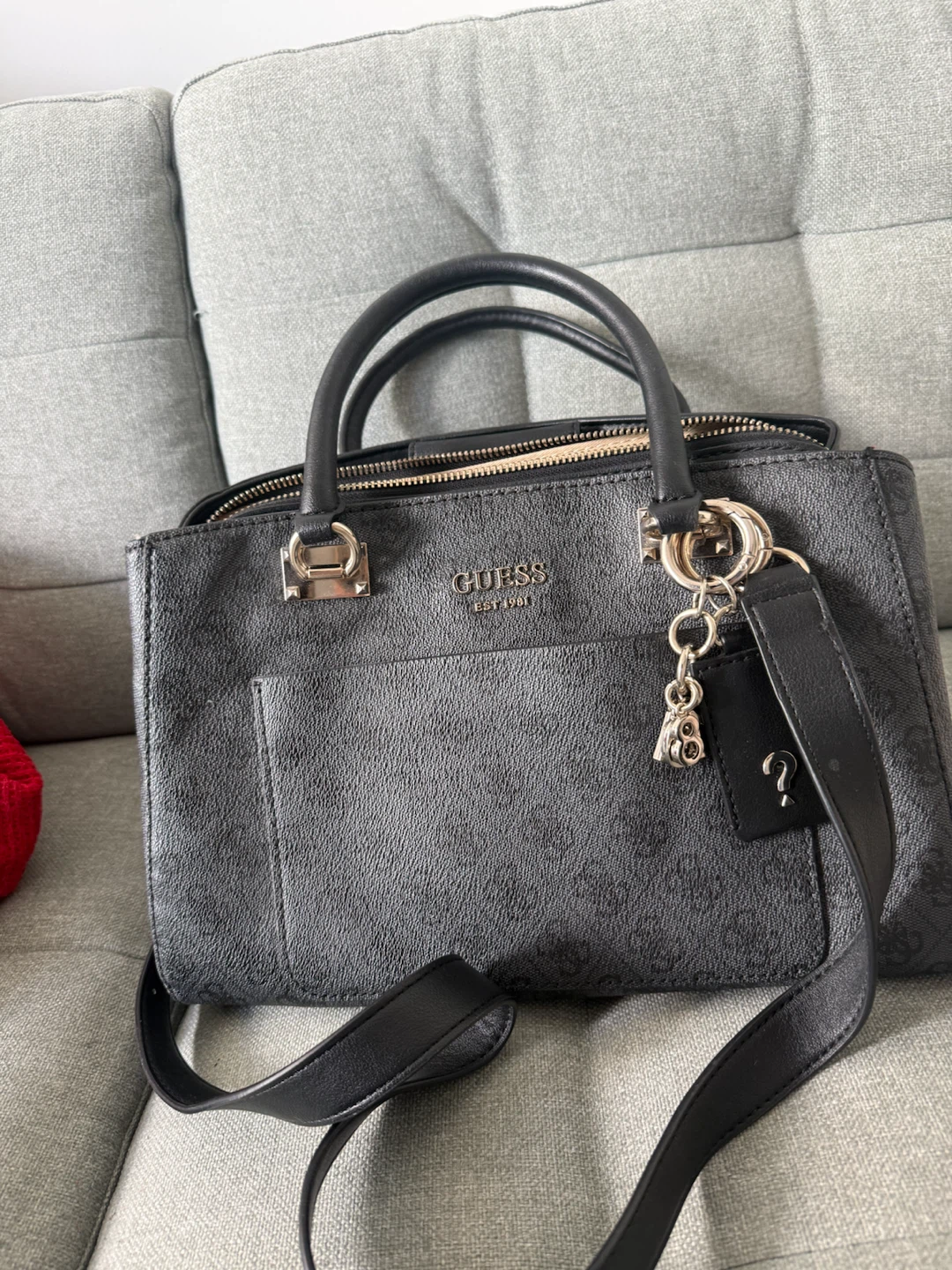 Guess Black Logo Large Satchel Handbag - photo 3