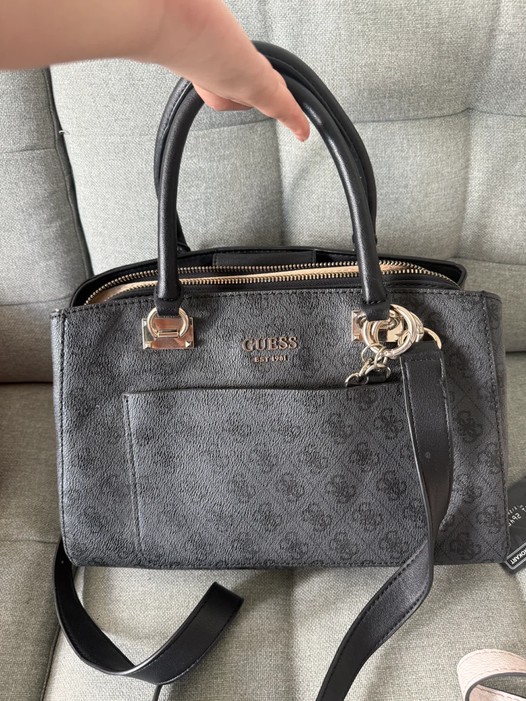 Guess Black Logo Large Satchel Handbag - photo 4