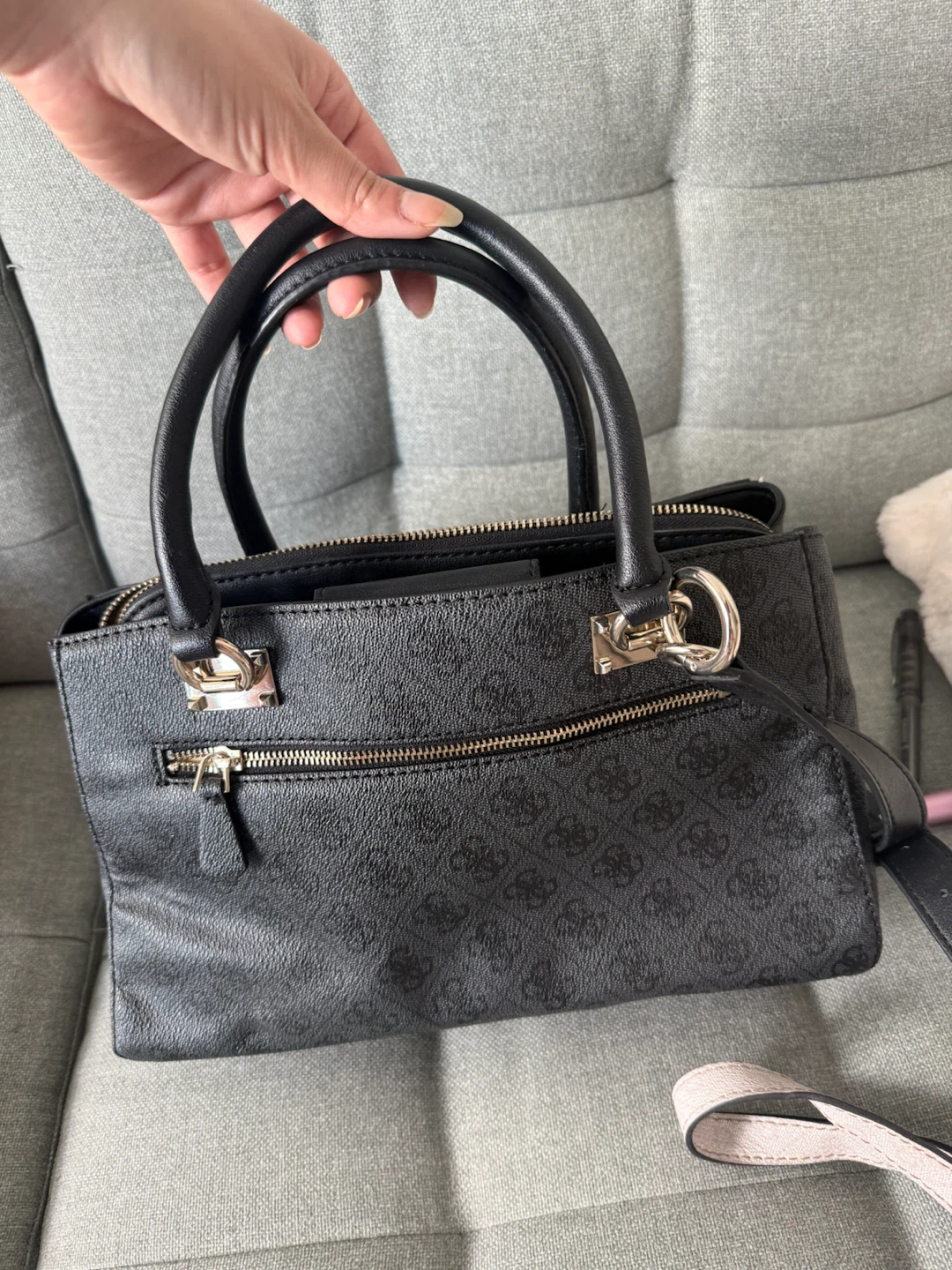 Guess Black Logo Large Satchel Handbag - photo 4