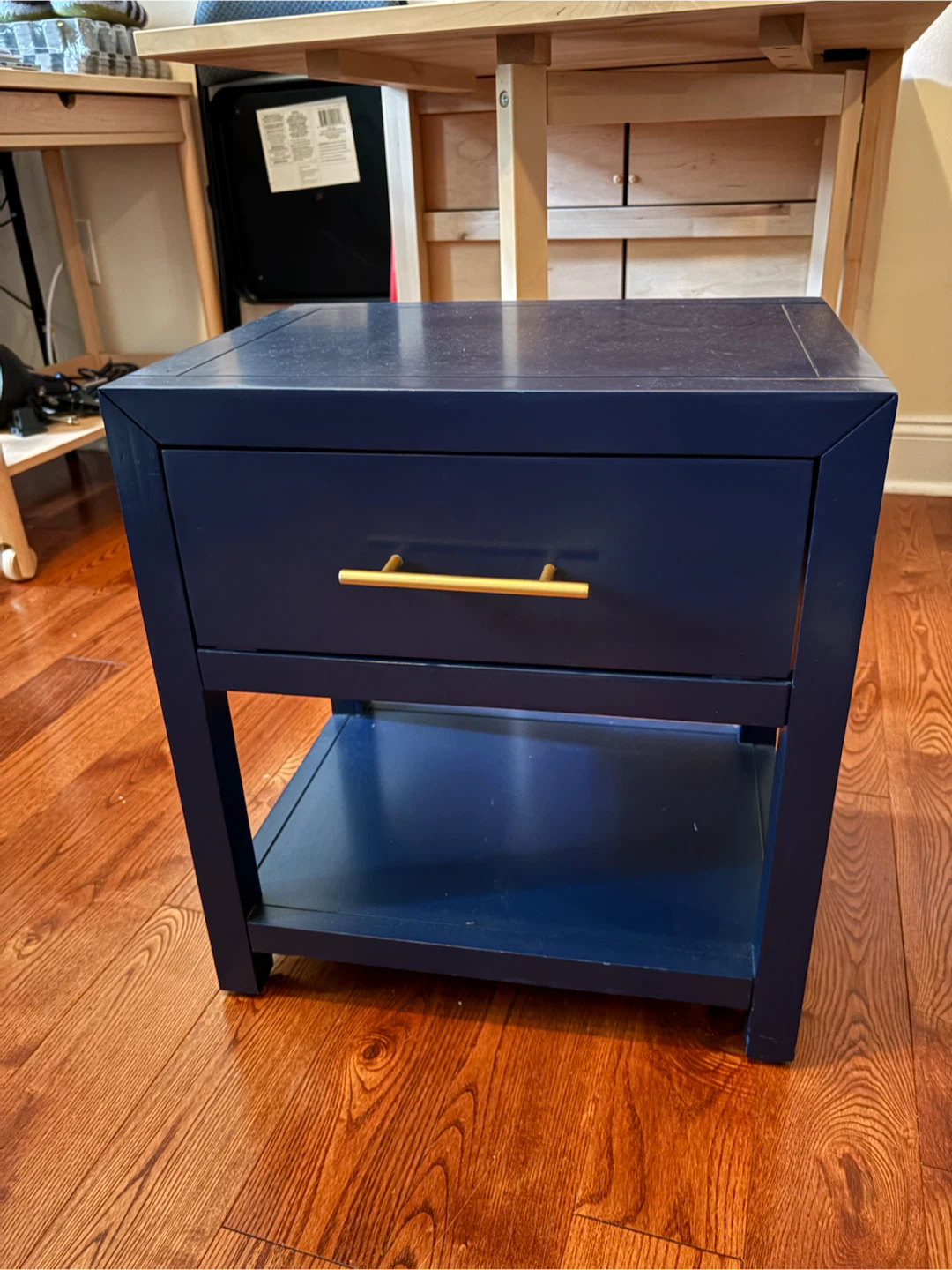 Navy Blue Sidetble with Gold Handle