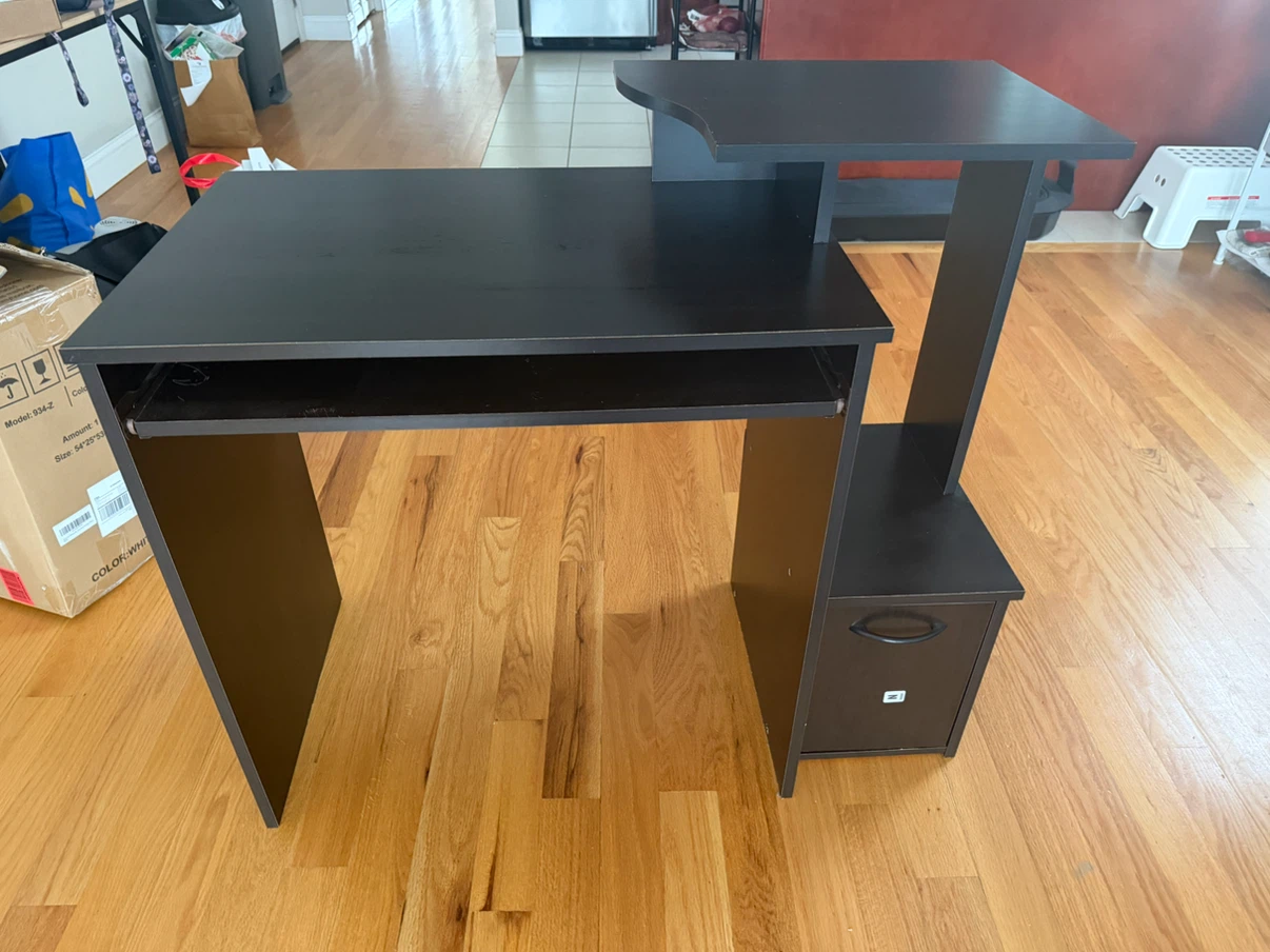 Dark Brown Computer Desk with Keyboard Tray - photo 4