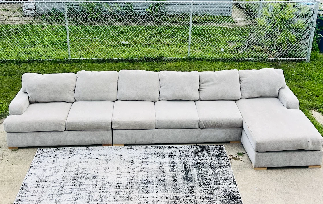 Modern Gray‑Beige Sectional Sofa – Clean & Comfortable