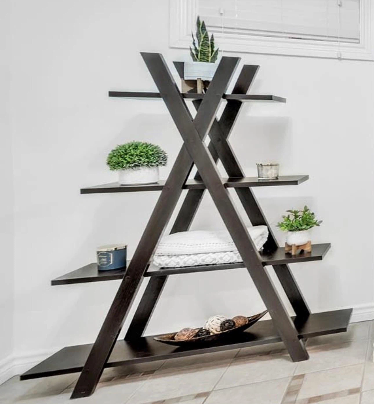 Wood Tiered Bookshelf / Display Shelf