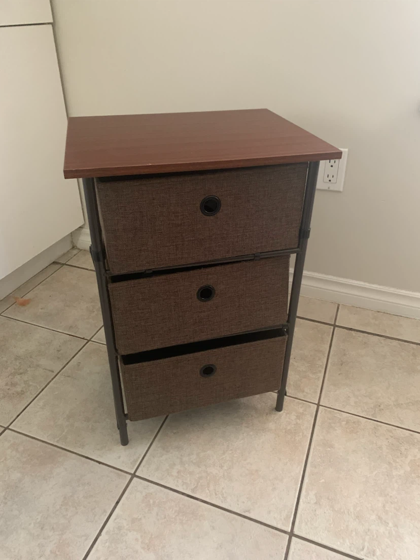 3-Drawer Storage Unit with Wooden Top